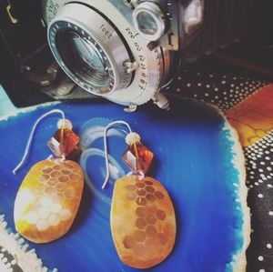 Signed One of a Kind Honeycomb Sterling Earrings